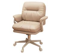 GIZNXBA Fauteuil D'ordinateur en Cuir Chaise De Bureau À Dossier Moyen pour Le Travail À Domicile Fauteuils De Direction À roulettes Ergonomique Moelleux avec Mode D'inclinaison(/Khaki,Bianco)