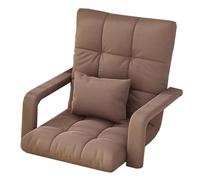 GIZNXBA Fauteuil Sol Adulte avec Dossier Chaise De Sol Pliante avec Accoudoirs, Fauteuil Paresseux Adulte À 6 Positions pour Lire, Jouer Ou Méditer(Bruin)