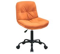 GIZNXBA Petit Fauteuil De Coiffeuse en Cuir À roulettes Chaise De Bureau sans Accoudoirs avec Dossier Fauteuils De Travail Réglables Fauteuil D'ordinateur Pivotant Et Confortable(Orange)