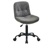GIZNXBA Petit Fauteuil De Coiffeuse en Cuir À roulettes Chaise De Bureau sans Accoudoirs avec Dossier Fauteuils De Travail Réglables Fauteuil D'ordinateur Pivotant Et Confortable(Dark Gray)