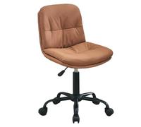 GIZNXBA Petit Fauteuil De Coiffeuse en Cuir À roulettes Chaise De Bureau sans Accoudoirs avec Dossier Fauteuils De Travail Réglables Fauteuil D'ordinateur Pivotant Et Confortable(Bruin)