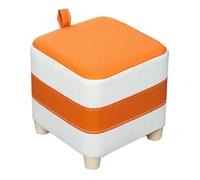 GIZNXBA Petit Pouf Ottoman avec Pieds en Bois Tabouret en Cuir Rembourré pour Salon Repose-Pieds pour Chambre À Coucher, Entrée, Canapé, Camping, Pique-Nique, Bureau(/Orange,A)