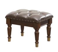 GIZNXBA Petit Pouf Repose-Pieds pour Canapé Pouf Rectangulaire Rembourré en Cuir pour Chambre À Coucher Ou Coiffeuse avec Pieds en Bois pour Le Salon Ou L'entrée(Bruin,A)