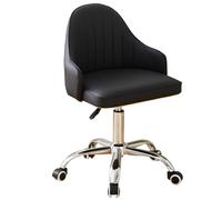 GIZNXBA Petite Chaise De Bureau Confortable Pivotantes Réglables avec Accoudoirs Fauteuil D'ordinateur Rembourrées pour La Maison Chaise De Maquillage en Cuir avec Dossier pour Petits Espaces(Nero)