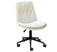 GIZNXBA Petite Chaise De Bureau Fauteuil D'ordinateur sans Accoudoirs avec Soutien Lombaire Chaises De Travail Pivotantes À Hauteur Réglable Chaise De Coiffeuse À Dossier Moyen pour Étudiant(Beige)