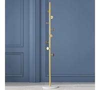 GIZNXBA Portant À Vêtements avec 8 Crochets Porte-Manteau D'entrée avec Base Texturée en Marbre Porte-Manteau Métallique pour Chapeaux, Vêtements, Sacs À Main, Écharpes, Sacs À Main(Gold,C)