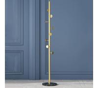 GIZNXBA Portant À Vêtements avec 8 Crochets Porte-Manteau D'entrée avec Base Texturée en Marbre Porte-Manteau Métallique pour Chapeaux, Vêtements, Sacs À Main, Écharpes, Sacs À Main(Gold,D)