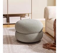 GIZNXBA Pouf en Velours pour Le Salon Petite Chaise De Coiffeuse pour La Chambre À Coucher Pouf Ottoman Rond Rembourré Multifonctionnel pour Canapé Ou Entrée(Gray A)