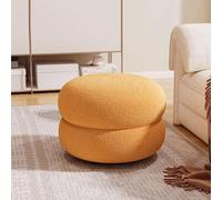 GIZNXBA Pouf en Velours pour Le Salon Petite Chaise De Coiffeuse pour La Chambre À Coucher Pouf Ottoman Rond Rembourré Multifonctionnel pour Canapé Ou Entrée(Orange A)