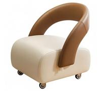 GIZNXBA Pouf Ottoman Cuir À roulettes Pouf Rembourré avec Dossier Bas Banc D'entrée Et Repose-Pieds Tabouret De Maquillage en Cuir pour Chambre À Coucher, Coiffeuse(Beige B)