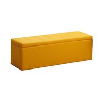 GIZNXBA Pouf Ottoman Cuir avec Rangement pour Le Bout du Lit dans La Chambre À Coucher Banc Ottoman en Cuir avec Rangement Repose-Pieds Rectangulaire Rembourré pour Le Salon Ou L'entrée(Yellow,90cm)