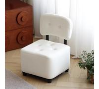 GIZNXBA Pouf Ottoman Rembourré À Dossier Bas Repose-Pieds en Cuir pour Chambre À Coucher Banc Pouf Carré pour Salon Petit Banc À Chaussures pour Couloir Ou Bureau(Bianco)