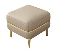 GIZNXBA Pouf Ottoman Rembourré avec Assise Capitonnée Repose-Pieds en Cuir pour Canapé avec Pieds en Métal Pouf À Chaussures pour Chambre, Cuisine, Entrée, Salon(Light Gray)