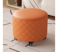 GIZNXBA Pouf Ottoman Rond Pivotant pour Maquillage Tabouret De 25 Cm De Haut pour L'entrée Repose-Pieds Pivotant À 360° pour Le Salon Ou La Chambre(Orange)