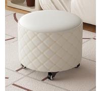 GIZNXBA Pouf Ottoman Rond Pivotant pour Maquillage Tabouret De 25 Cm De Haut pour L'entrée Repose-Pieds Pivotant À 360° pour Le Salon Ou La Chambre(Beige)