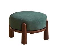 GIZNXBA Pouf Ottoman Rond Pouf Rembourré Repose-Pieds pour Canapé Petit Tabouret pour Chambre À Coucher Poufs D'extérieur avec Pieds en Bois pour Salon Ou Entrée(Groen)