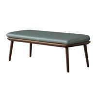 GIZNXBA Pouf Ottoman Tabouret en Cuir avec Assise Rembourrée Banc De Chambre À Coucher Banc Rembourré pour Pied De Lit avec Pieds en Bois Repose-Pieds pour Salon, Entrée(Green A,100CM)