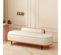 GIZNXBA Pouf Ottoman Tabouret en Cuir pour Le Pied du Lit Grand Banc Coffre Rembourré Banc De Rangement pour Chaussures D'entrée Repose-Pieds pour Canapé De Salon(Orange A,100CM)