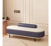 GIZNXBA Pouf Ottoman Tabouret en Cuir pour Le Pied du Lit Grand Banc Coffre Rembourré Banc De Rangement pour Chaussures D'entrée Repose-Pieds pour Canapé De Salon(Blauw,60CM)