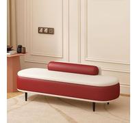 GIZNXBA Pouf Ottoman Tabouret en Cuir pour Le Pied du Lit Grand Banc Coffre Rembourré Banc De Rangement pour Chaussures D'entrée Repose-Pieds pour Canapé De Salon(Rosso,60CM)