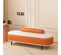 GIZNXBA Pouf Ottoman Tabouret en Cuir pour Le Pied du Lit Grand Banc Coffre Rembourré Banc De Rangement pour Chaussures D'entrée Repose-Pieds pour Canapé De Salon(Orange B,100CM)
