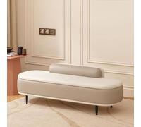 GIZNXBA Pouf Ottoman Tabouret en Cuir pour Le Pied du Lit Grand Banc Coffre Rembourré Banc De Rangement pour Chaussures D'entrée Repose-Pieds pour Canapé De Salon(Beige,60CM)