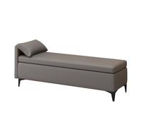 GIZNXBA Rectangulaire Pouf Ottoman Cuir avec Rangement pour Salon Fin De Lit en Cuir pour Chambre À Coucher Banc Ottoman Repose-Pieds avec Pieds Métalliques pour Canapé(Dark Gray,A)
