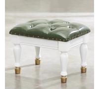 GIZNXBA Rectangulaire Pouf Ottoman Cuir Repose-Pieds pour Canapé Repose-Pieds en Bois Pouf Rembourré pour Salon, Entrée, Chambre À Coucher Tabouret en Bois(Groen,C)