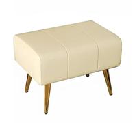 GIZNXBA Rectangulaire Pouf Ottoman Cuir Repose-Pieds Rembourré pour Salon Poufs en Cuir avec Pieds Métalliques Petit Banc D'entrée pour Chambre À Coucher(Beige,80cm)