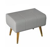 GIZNXBA Rectangulaire Pouf Ottoman Cuir Repose-Pieds Rembourré pour Salon Poufs en Cuir avec Pieds Métalliques Petit Banc D'entrée pour Chambre À Coucher(Grey,80cm)