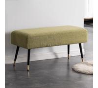 GIZNXBA Repose-Pieds Rectangulaire pour Salon Ottoman Pouf Rembourré Petit Repose-Pieds pour Canapé avec Pieds Métalliques Banc À Chaussures pour Chambre À Coucher Ou Entrée(Green B,60CM)