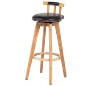 GIZNXBA Tabourets De Bar Pivotant Chaise Haute Cuisine 29 Pouces avec Dossier Bas Chaise De Bar Rembourrées en Cuir avec Pieds en Bois pour Îlot De Cuisine, Salle À Manger(Nero)