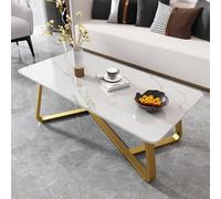 GJ Table Basse rectangulaire de Salon, Table Basse Centrale Industrielle Moderne, avec Cadre en métal doré, for Chambre à Coucher, Bureau, Salon(A,80x50x45cm)