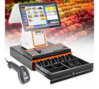 GJBMXSM Caisse Enregistreuse 8G, SSD 128, Moniteur à écran Tactile 15.6", Système De Caisse Enregistreuse Pos, Imprimante De Reçus Intégrée, pour Vente Au Détail, Restaurant, PME White
