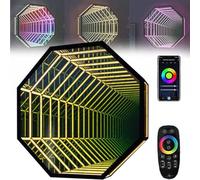 GJBMXSM Lumières De Miroir Infini 3D, Lampe De Miroir Infini à LED Multicolore Changeante, Lumière De Tunnel De Miroir Infini Octogonale avec Télécommande pour Décoration Murale,50cm/19.7in
