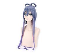 GJBXP 100 cm Synthétique Vocaloid Argent Gris Noir Long Perruque Femmes Cheveux Raides Anime Cosplay Perruques Tressées Pour Halloween Costume Party bleu ombre