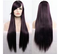 GJBXP 11 couleurs 80 cm synthétique longue perruque de cheveux raides noir gris vert bleu violet violet postiche perruques Cosplay pour les femmes violet foncé