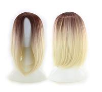 GJBXP 12inch Short Bob Wigs For Women Synthetic Hair Anime Cosplay Two Tone Black Pink Grey Blue Green Red Purple Blonde Ombre Wig black yellow blonde ombre