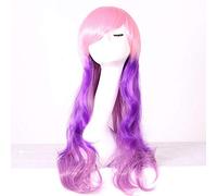 GJBXP 26 pouces Mode Pas Cher Longue Ondulée Couleur Femme Perruques Anime Cosplay Halloween Lolita Bleu Pourpre Vert Ombre Perruque Avec Bangs 04