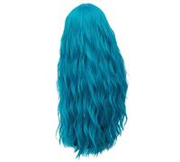 GJBXP 28 pouces Longue Bouclés Bleu Blonde Vert Rose Perruque Synthétique Cheveux Naturels Anime Cosplay Halloween Costume Parti Perruques Pour Les Femmes bleu 1