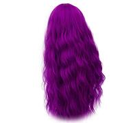 GJBXP 28 pouces Longue Bouclés Bleu Blonde Vert Rose Perruque Synthétique Cheveux Naturels Anime Cosplay Halloween Costume Parti Perruques Pour Les Femmes violet