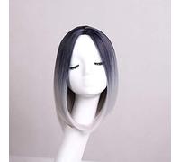 GJBXP 30 cm Milieu Partie Droite Court Noir Blonde Perruque Ombre Cosplay Anime Cheveux Synthétiques Halloween Costume Parti Perruques Pour Les Femmes 11
