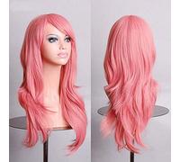 GJBXP 70 cm Pas Cher Longue Perruque Ondulée Synthétique Cheveux Blanc Noir Rouge Pourpre Vert Bleu Blond Anime Perruques Cosplay Pour Halloween Costume Party 01