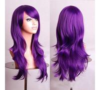 GJBXP 70 cm Pas Cher Longue Perruque Ondulée Synthétique Cheveux Blanc Noir Rouge Pourpre Vert Bleu Blonde Anime Cosplay Perruques Pour Halloween Costume Party 03
