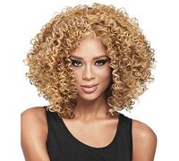 GJBXP Afro Court Bouclés Noir Brun Cosplay Perruques Bob Résistant À La Chaleur Fibre Synthétique Deux Tons Cheveux Réel Naturel pour les Femmes 16 Pouces D