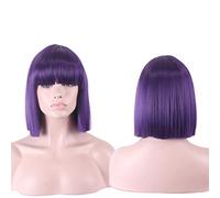 GJBXP Anime Synthétique 12 pouces Droite Bob Perruques Pour Les Femmes Bleu Noir Blanc Pourpre Gris Court Perruque Cosplay Femelle Haute Température Fibre violet