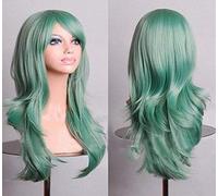 GJBXP Cos anime perruque perruque cheveux longs bouclés cosplay couleur capuche de scène 25 pouces, jaune vert