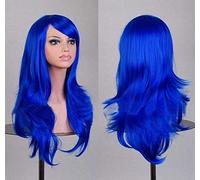 GJBXP Cos anime perruque perruque longue cheveux bouclés cosplay couleur capuche de scène 25 pouces, jaune bleu marine