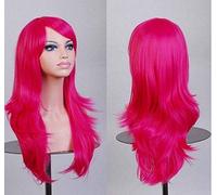 GJBXP Cos anime perruque perruque longue cheveux bouclés cosplay couleur stade capuche 25 pouces, jaune rose rouge