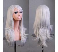 GJBXP Cos anime perruque perruque longue cheveux bouclés cosplay couleur stade capuche 25 pouces, jaune argent gris